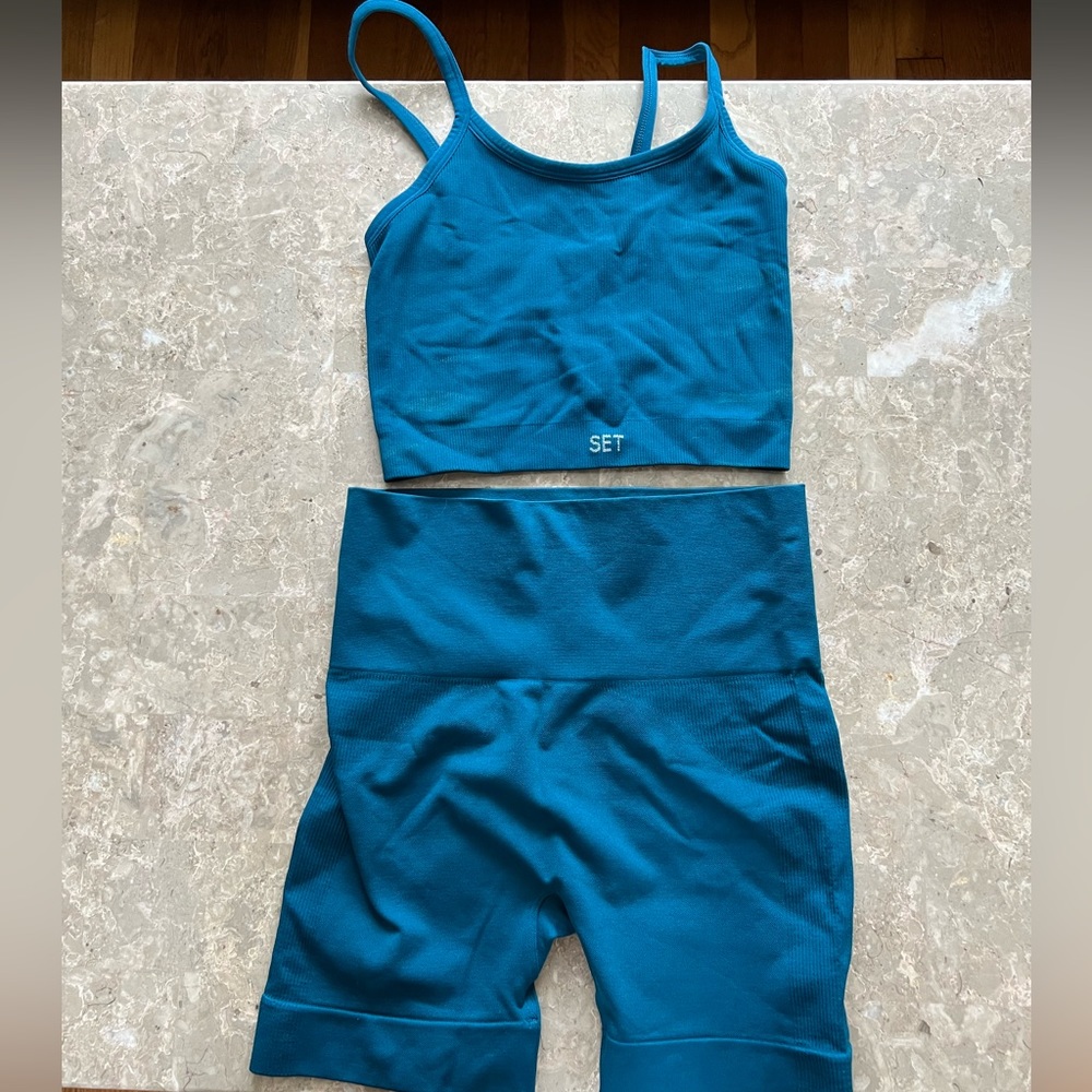 SET Active Teal Athletic Shorts and Top